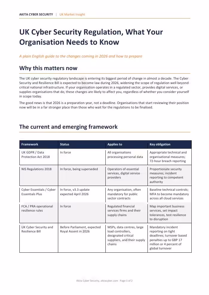 Cover of UK Cyber Security Regulation: What Your Organisation Needs to Know
