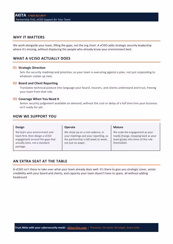 Cover of Partnership First: vCISO Support for Your Team